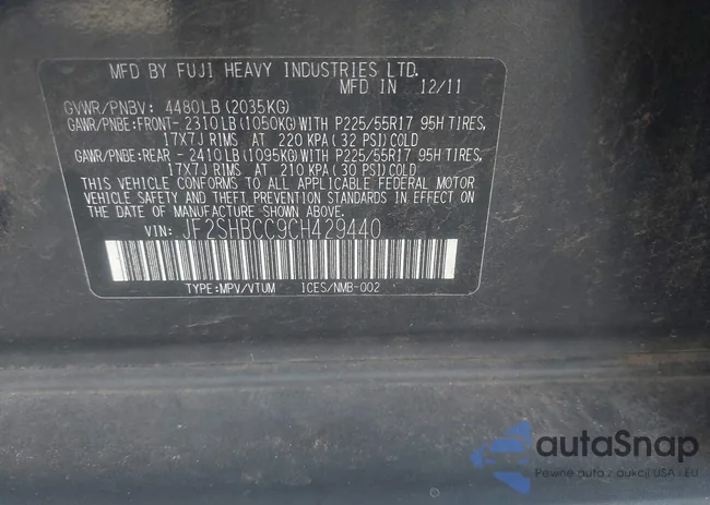 JF2SHBCC9CH429440: 37296958