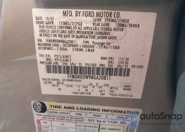 1FMDK02W98GA20811: 37313317