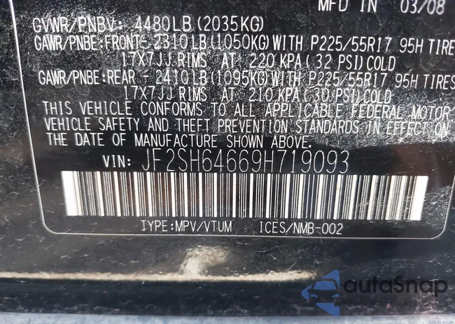 JF2SH64669H719093: 37316592