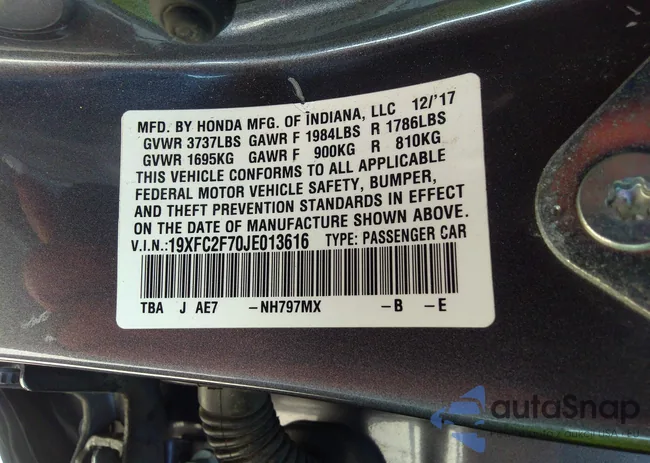 19XFC2F70JE013616: 37341034