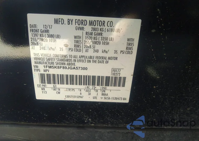 1FM5K8F89JGA57300: 37372778