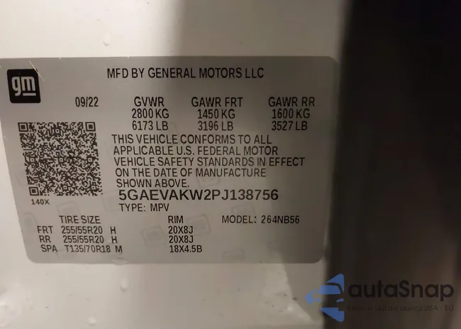 5GAEVAKW2PJ138756: 37381883