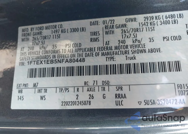 1FTEX1EB5NFA80448: 37405337