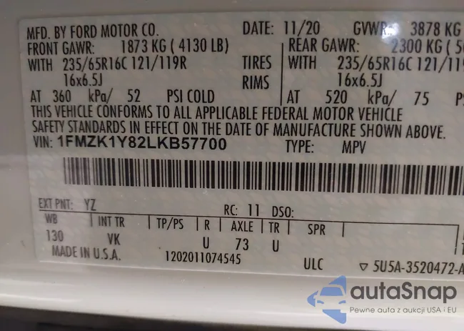 1FMZK1Y82LKB57700: 37406696