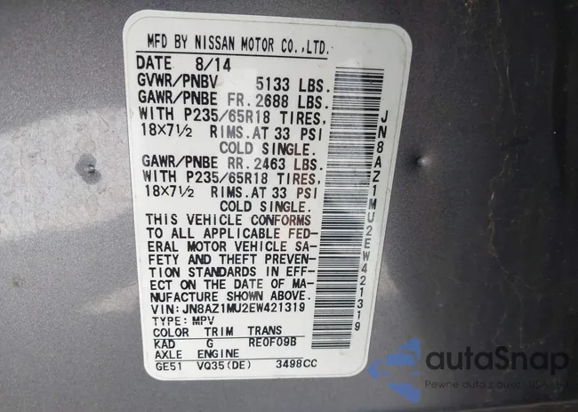 JN8AZ1MU2EW421319: 37435451