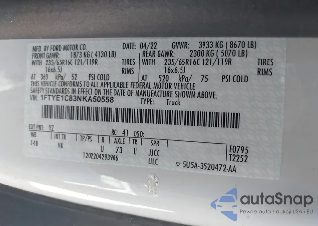 1FTYE1C83NKA50558: 37447420