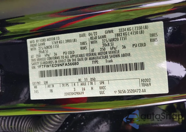 1FTFW1ED9NFA56680: 37491202