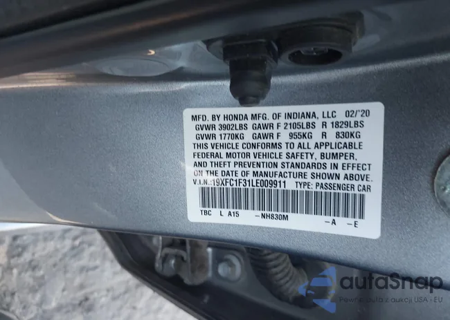 19XFC1F31LE009911: 37502782