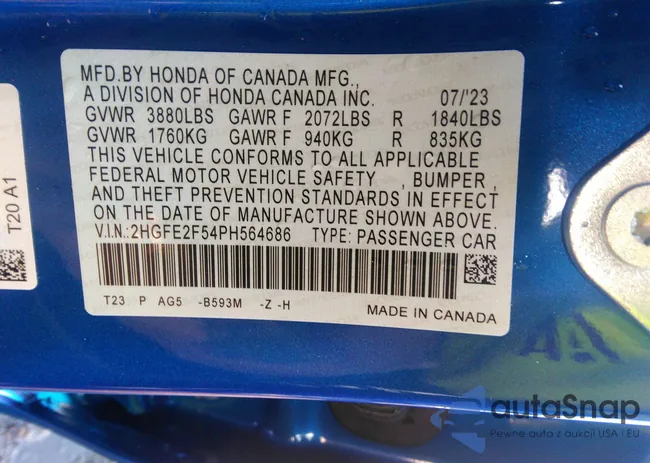 2HGFE2F54PH564686: 37516827