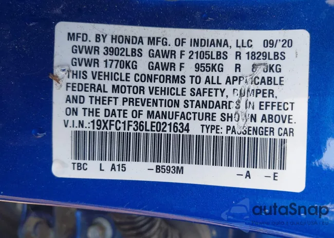 19XFC1F36LE021634: 37521401