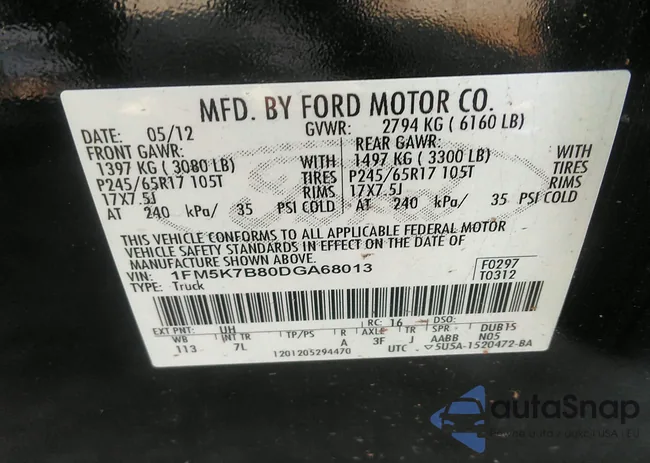 1FM5K7B80DGA68013: 36564926