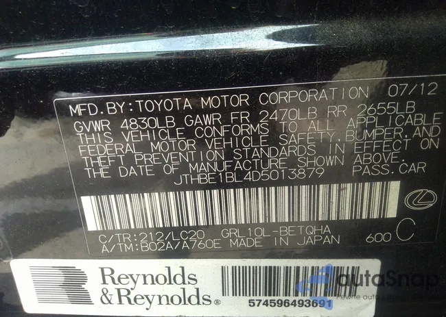 JTHBE1BL4D5013879: 36637975