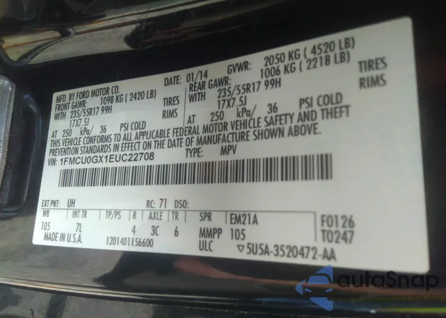 1FMCU0GX1EUC22708: 36651069