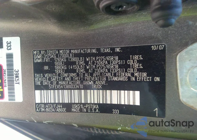 5TFEV54138X033410: 36691849