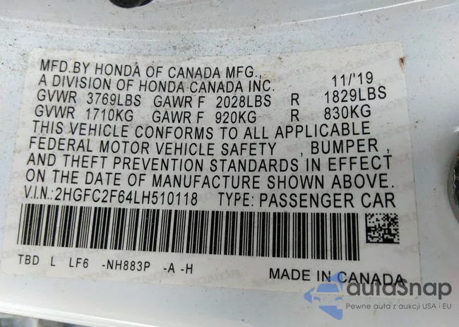 2HGFC2F64LH510118: 36807911