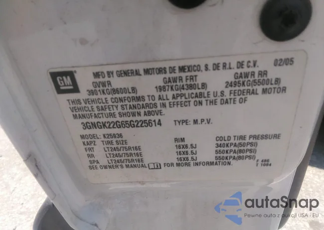 3GNGK22G65G225614: 36824581