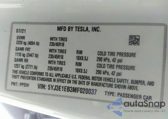 5YJ3E1EB3MF020037: 36898261