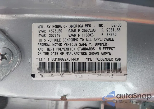 1HGCP36829A014434: 37932961