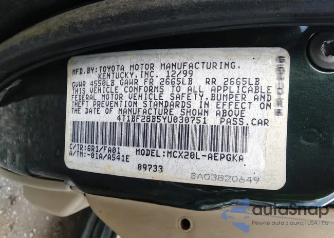 4T1BF28B5YU030751: 37933132