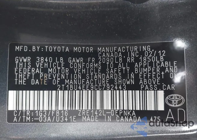 2T1BU4EE9CC792443: 37947379