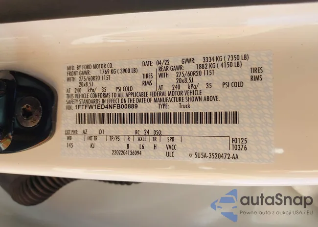 1FTFW1ED4NFB00889: 37973996