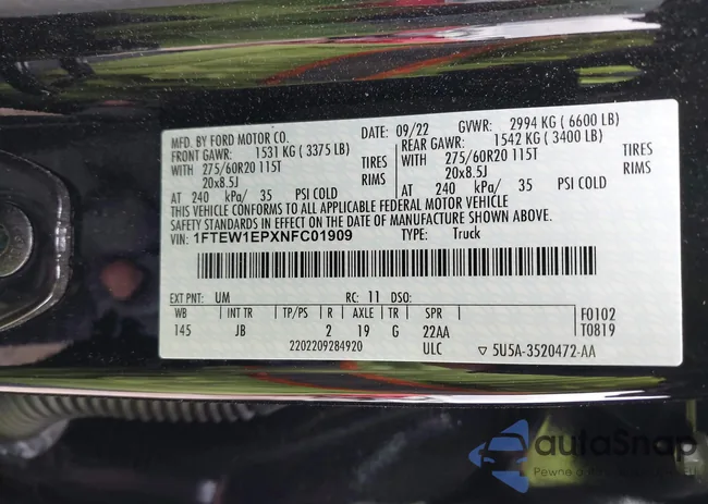 1FTEW1EPXNFC01909: 38001018