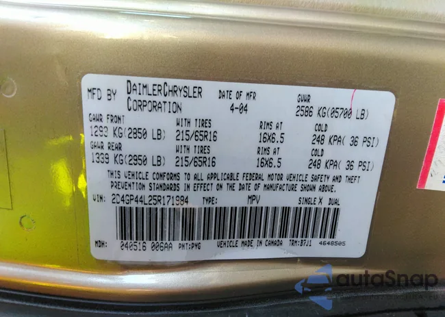 2D4GP44L25R171984: 38016799