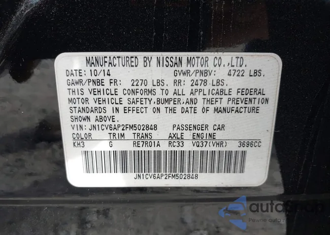 JN1CV6AP2FM502848: 38067685