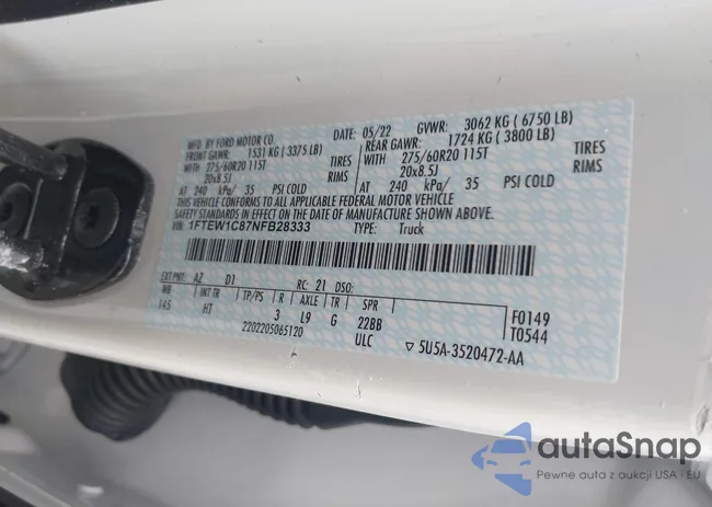 1FTEW1C87NFB28333: 38079945