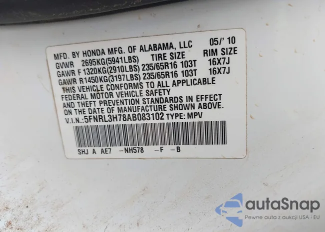 5FNRL3H78AB083102: 38081910