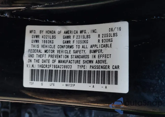 1HGCR2F76GA238833: 38109731