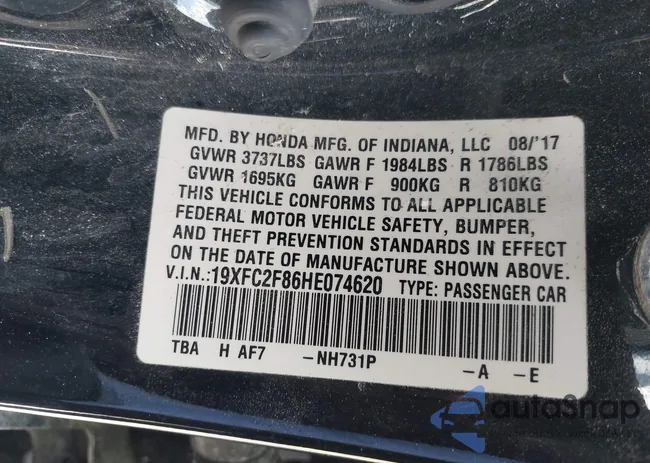 19XFC2F86HE074620: 38114316