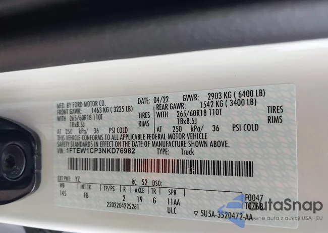 1FTEW1CP3NKD76982: 38122366