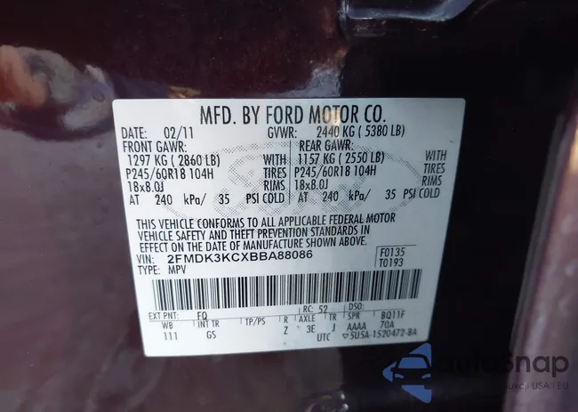 2FMDK3KCXBBA88086: 38142564