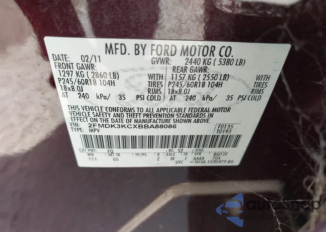 2FMDK3KCXBBA88086: 38142564