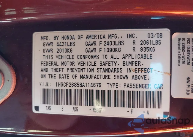 1HGCP26858A114679: 38145760