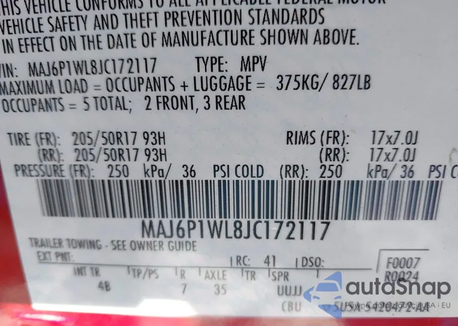 MAJ6P1WL8JC172117: 38172725