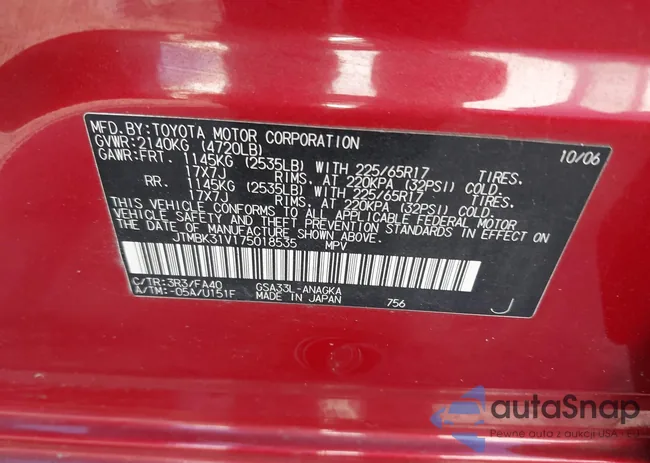 JTMBK31V175018535: 38199338