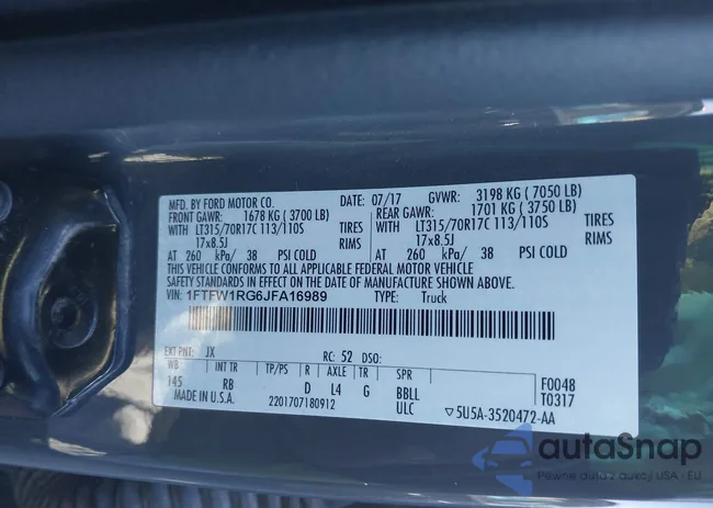 1FTFW1RG6JFA16989: 38217632