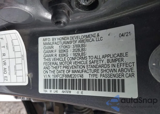 19XFC2F88ME201748: 38219461