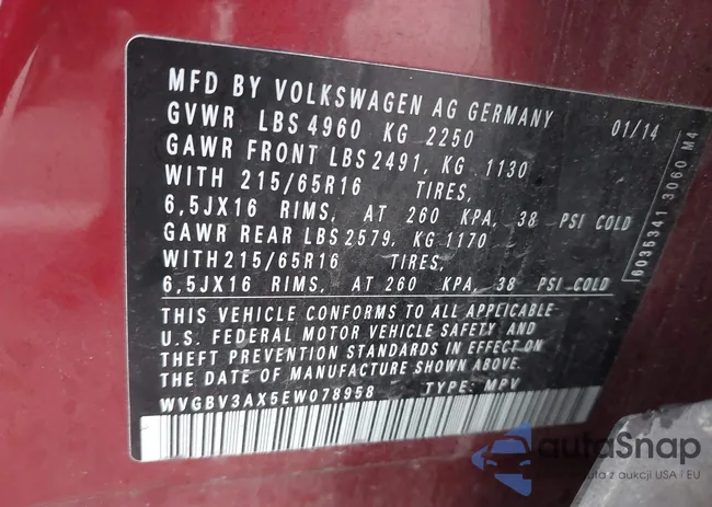 WVGBV3AX5EW078958: 38221004