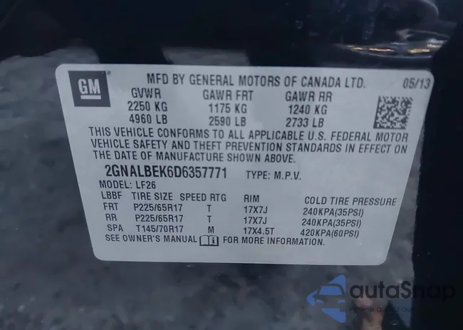 2GNALBEK6D6357771: 38233985