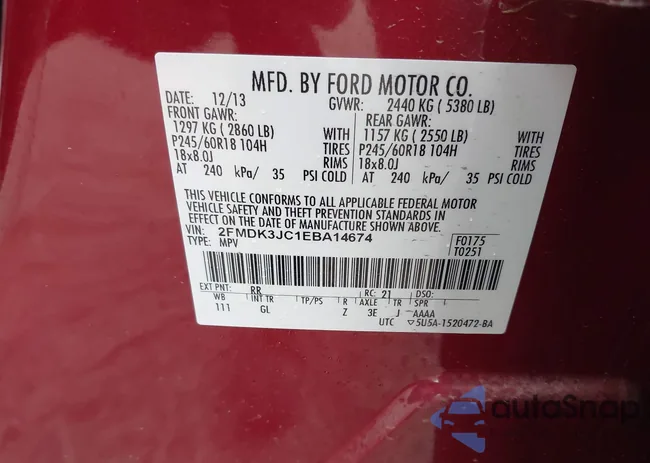 2FMDK3JC1EBA14674: 38235300