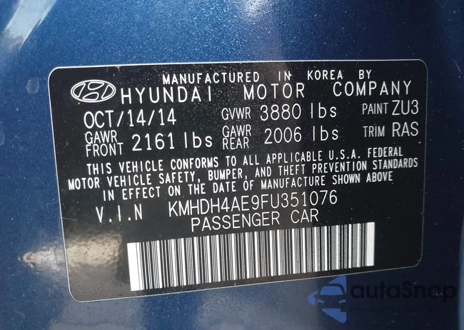 KMHDH4AE9FU351076: 38241345