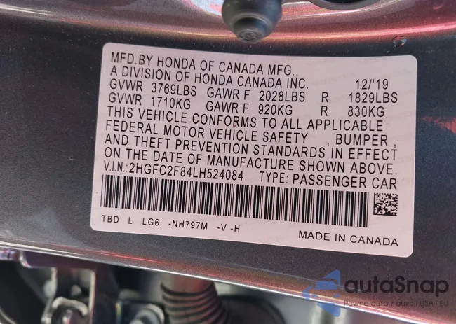 2HGFC2F84LH524084: 38258300