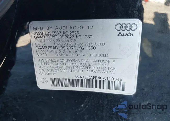 WA1DKAFP4CA119345: 38269724