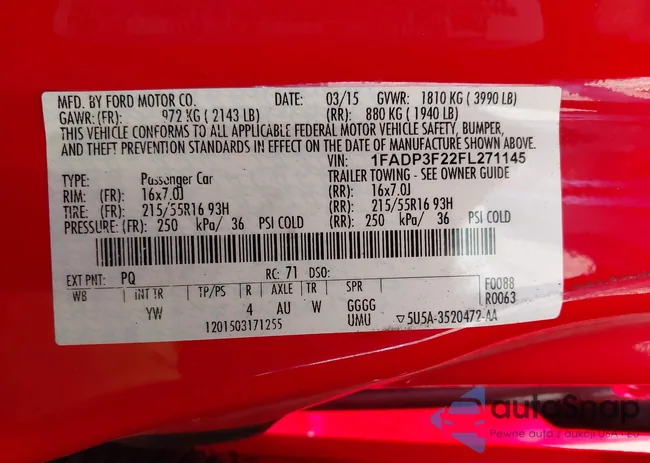 1FADP3F22FL271145: 38274130