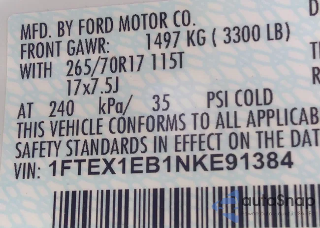 1FTEX1EB1NKE91384: 38284423