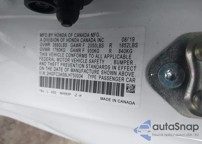 2HGFC3A58LH750034: 38284948