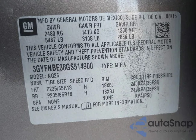 3GYFNBE38GS514900: 38294517